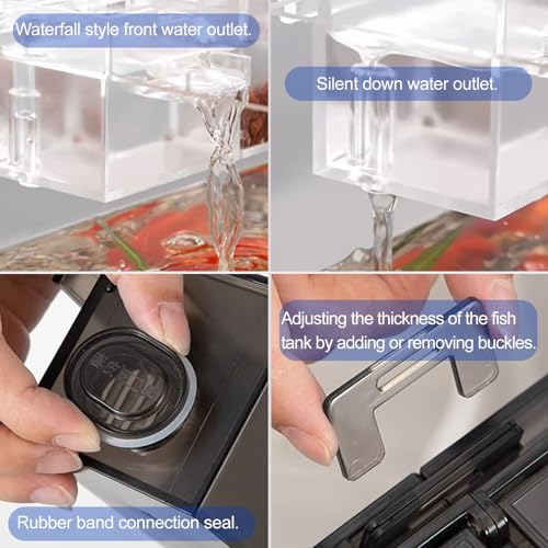 Fish Tank Filter Box Aquarium Fish Tank External Filter Box, Hydroponics,Aquarium Hang On Filter Waterfall Increase Oxygen Water Purifier Aquarium Accessory for Restaurant Home (Transparent, 3 Grids)