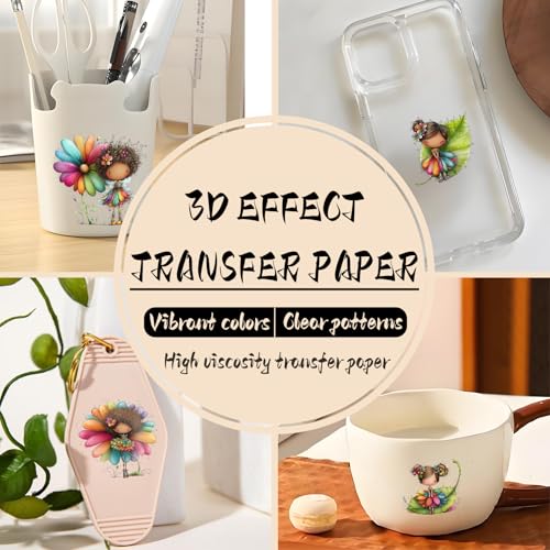UV DTF Cup Wrap Rub on Transfer Stickers, 105 Sheets Whimsical Flower Fairy Girl for Cup, Glass, and Furniture, Clear Adhesive Sheets for Home Decor