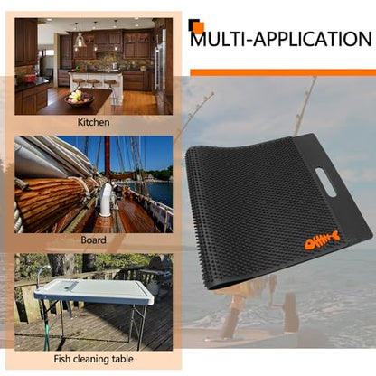 Heavy Duty Fish Fillet Bait Cutting Board - NonSlip Mat for Filleting, Cleaning & Cutting - Rollable & Large Size (14*28", Black) - color: Black, size: 28"L x 14"W