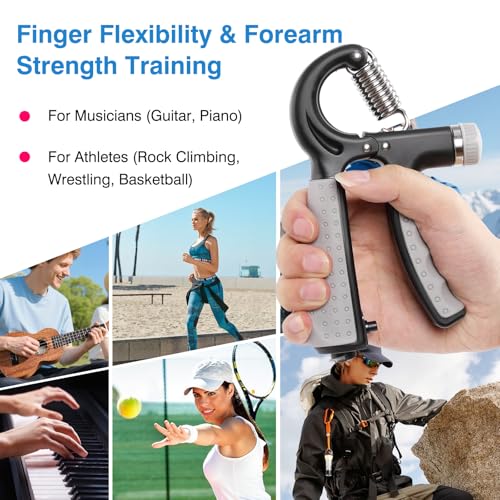 CYFIE Grip Strength Trainer Kit Adjustable 10-132Lbs Hand Exerciser Counter - color: Black