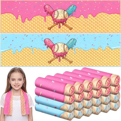 FuWeave 24 Pcs Ice Cream Baseball Cooling Towels Gifts 30 x 9 Inch - color: Baseball 2, size: 30 x 9 inches