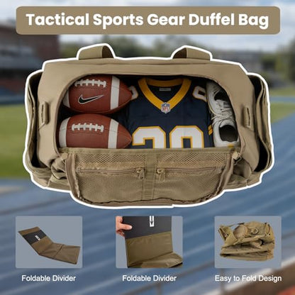 Hannibal Tactical 35L Large Duffle Bag, 3-in-1 Tactical Backpack MOLLE Pack for Sports/Gym/Outdoor, Coyote - color: Coyote