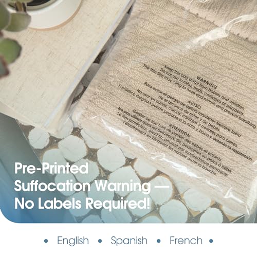 Spartan Industrial - 16" X 20" (100 Count) Self-Seal Clear Poly Bags With Suffocation Warning for Packaging, Blankets, Clothing - Permanent Adhesive - size: 16" X 20"