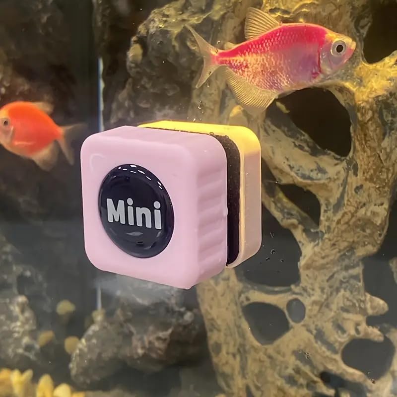 1PC Aquarium Magnet Glass Cleaner – Magnetic Algae Scraper for Small Glass Tanks, Mini Scratch-Free Brush （Not for Acrylic & Plastic Tanks）, Black - color: Black