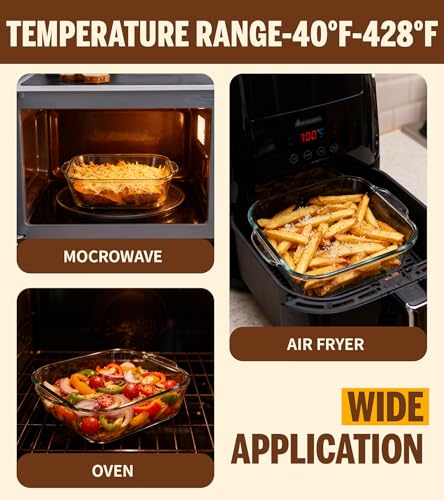6"x6" Baking Pan, Square Baking Dishes 2 Pack Glass Bakeware Dish For Casserole Lasagna Brownie, Perfect for Reheating Individual Portions in Oven, Microwave or Air Fryer - size: Medium-Square
