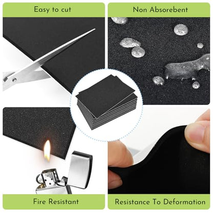 8 Pcs Adhesive Foam Padding Sheets 4” X 4” X 1/8”/3mm Thick,Black Closed Cell CR Foam Pads Anti-Slip,Neoprene Rubber Pad Self Stick for Furniture Protection,Containers,Halloween Decor,