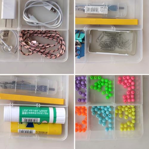 2 Packs 8-Compartments Art Supply Container, Clear Plastic Organizer Box with Dividers for Crafts Jewelry Fishing Tackles Hardware Metal - size: Small 8 grids 2pcs with dividers