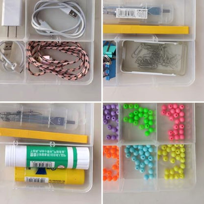 2 Packs 8-Compartments Art Supply Container, Clear Plastic Organizer Box with Dividers for Crafts Jewelry Fishing Tackles Hardware Metal - size: Small 8 grids 2pcs with dividers