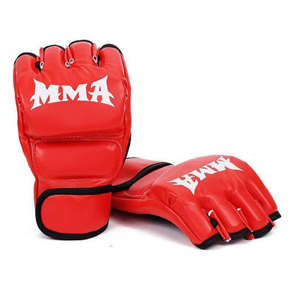 MMA Gloves Grappling Sparring, Mixed Martial Arts Mitts Men Women Boxing Gloves, Combat Sports Training, Muay Thai, Kickboxing, Open Palm Training Gloves for Grappling - color: Red