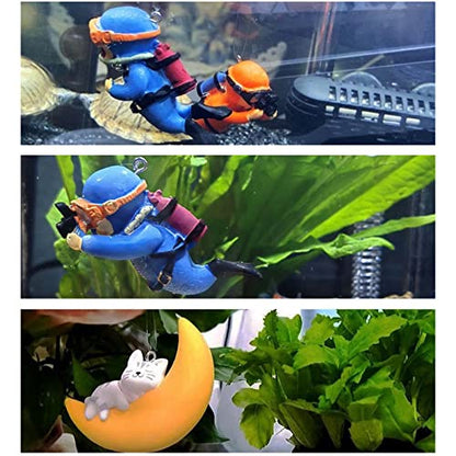 Floating Fish Tanks Decoration Diver Aquariums Landscaping Decorations Floating Ornament Cartoon Landscape