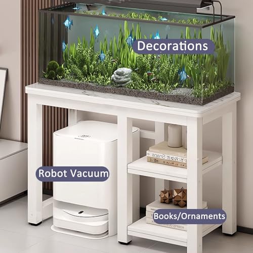 Robot Vacuum Cleaner Storage Rack,Robot Vacuum Stand with Storage Cabinet, Floor-Standing Sweeping Robot Rack, Hidden Vacuum Organizer with Slate Desktop, Fish Tank Rack (55.1x19.6x29.5in)