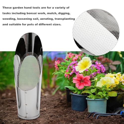 3Pcs Bonsai Soil Scoops Garden Bonsai Tool Bucket Shovel 3 Sizes Soil Scoops Soil Metal Spade Shovel Succulent Planting Potting Cup for Home Gardening Silver