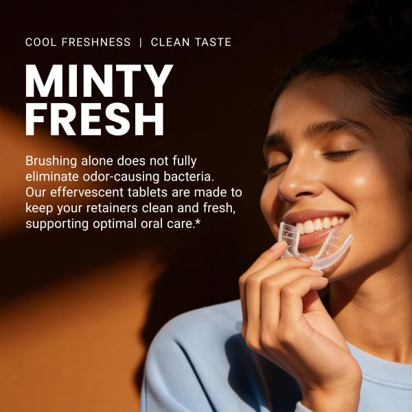 Retainer Cleaner Tablets, Denture Cleaner, Mint, 4 Month Supply by M3 | Compatible with Retainer Cleaner Machine & Ultrasonic Retainer Cleaner, Helps Remove Tough Stains, Buildup, Odors & Plaque - size: 120 Count (Pack of 1)