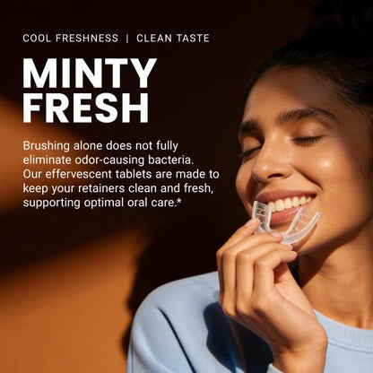 Retainer Cleaner Tablets, Denture Cleaner, Mint, 4 Month Supply by M3 | Compatible with Retainer Cleaner Machine & Ultrasonic Retainer Cleaner, Helps Remove Tough Stains, Buildup, Odors & Plaque - size: 120 Count (Pack of 1)