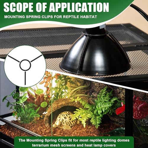 Mounting Spring Clips for Reptile Habitat Lighting Domes, Fits most reptile lighting domes,terrarium mesh screens, and heat lamp covers, 5.5"/8.5" Domes,Most Standard Domes and Screen Covers (3 pack) - size: 3 pack