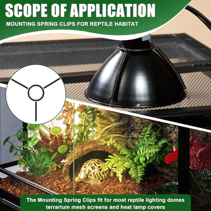 Mounting Spring Clips for Reptile Habitat Lighting Domes, Fits most reptile lighting domes,terrarium mesh screens, and heat lamp covers, 5.5"/8.5" Domes,Most Standard Domes and Screen Covers (3 pack) - size: 3 pack