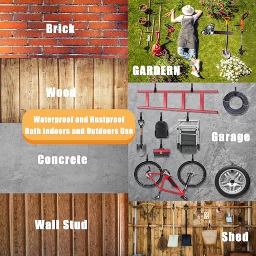 Heavy Duty Garage Hooks, Ladder Hangers for Garage Wall, Black, 8 S - size: Black 8 Small