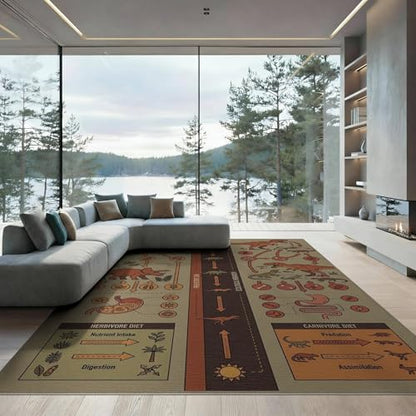8'x10' Washable Flatwoven Rug, Brown Graphic Palm Tree Stain Resistant Extra Large Carpet for Dining Room, Large Office, Lounge, Non-Slip Chair-Friendly Mat | Ref:1942880 - color: Beige/Pattern 36, size: 8' x 10' (Rectangular)