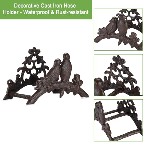 OwnMy Cast Iron Garden Hose Holder Heavy Duty Wall Mount Water Hose Reels Holder, Decorative Water Hose Hanger Garden Hose Storage Organizer Rack for Outdoor Lawn Yard, 10"L x 4.7"W x 6.5"H