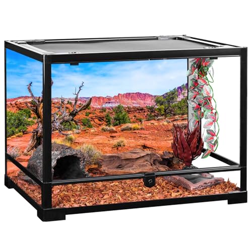 AWERT 72x16 inches Reptile Habitat Background Blue Sky Oasis Orange Desert Terrarium Background Durable Polyester Background - size: 72x16in/180x40cm