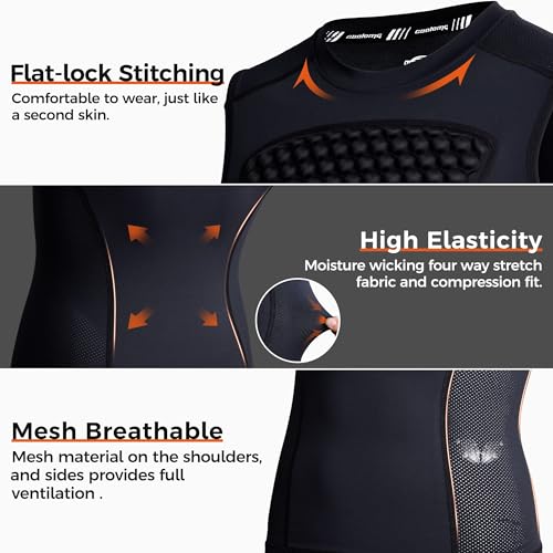 COOLOMG Adult Baseball Chest Protector Mens Padded Shirt Heart Guard - color: Black, size: Medium
