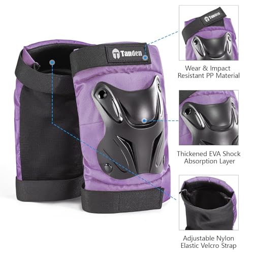 Tanden Skating Protective Gear Knee and Elbow Pads Wrist Guards for Roller Skating Skateboarding, Skate Pads Adult Knee Pads - color: Purple, size: Child (3-9 years)