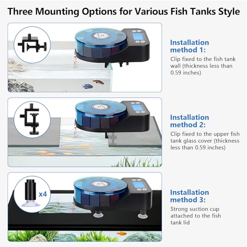 fishkeeper Automatic Fish Feeder for Aquarium - 2025 Upgraded Rechargeable and Precision Fish Feeder Auto Dispenser for Betta Fish & Turtle, Moisture & Proof Vacation Self Feeding(Memory Function)