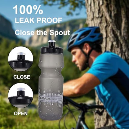 GEMFUL 24oz Bike Bottles for Riding Bicycle Cycling 2 Pack (Grey+White) - color: Grey+White
