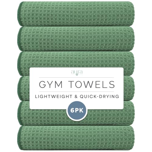 S&T INC. Microfiber Gym Towels, 6 Pack, 16" x 27" - color: Honeycomb Green