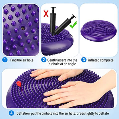 Outus 2 Pcs Balance Disc Kids Inflated Wobble Cushion - color: Blue,Purple