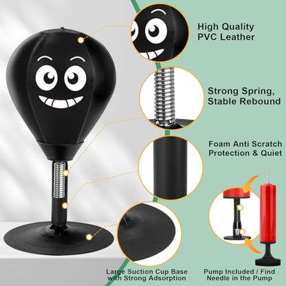 Desktop Punching Bag with Suction Cup, Upgraded Spring Desk Punching Bag