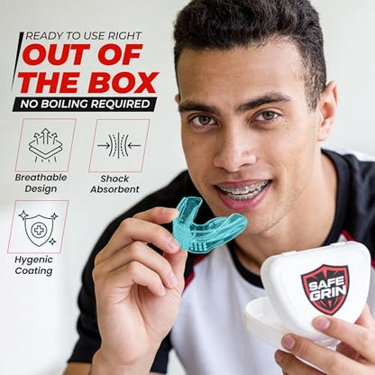 Mouth Guard for Braces - Kids Ages 7-10, Upper & Lower, No-Boil - color: Blue, size: Youth UpTo 10 Year