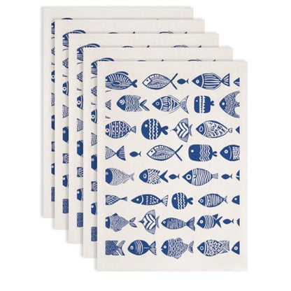 SUPERDANT 5PCS Fish Underglaze Paper Transfer Hand Drawn Fishes Transfer Paper for Clay Ceramic Porcelain Under Glaze Transfers for Pottery Enamel Decals Blue Underglaze Decal Papers Handcrafted Gifts