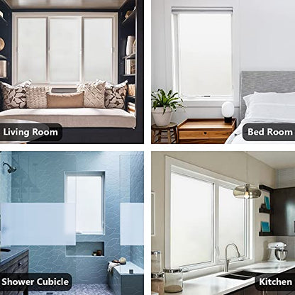 NINETREX Frosted Glass Window Film Window Privacy Film Static Cling Window Vinyl Glass Door Privacy Film Sun Blocking Non Adhesive Heat Control for Bathroom Home Office 17.5 x 78.7 inches
