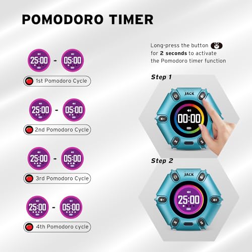 Smart FILP Pomodoro Timer 3/5/10/25/30/60min Preset, Silent & Sound Alarm | Productivity Cube timer, Visual Timer for Office, ADHD, Study, Work, Magnetic Timer with Flip Custom Countdown - Turquoise - color: Turquoise