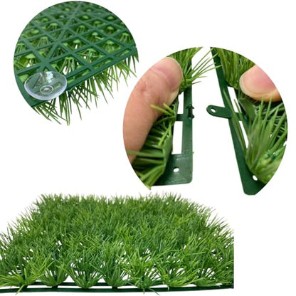 Aquarium Decor Artificial Plastic Lawn Grass,4PCS 9 inches Fish Tank Decorations, Easy Install Green Plants for Aquariums and Hermit Crab Climbing Habitats with 16 Suction Cups - size: 4pcs10"*10"