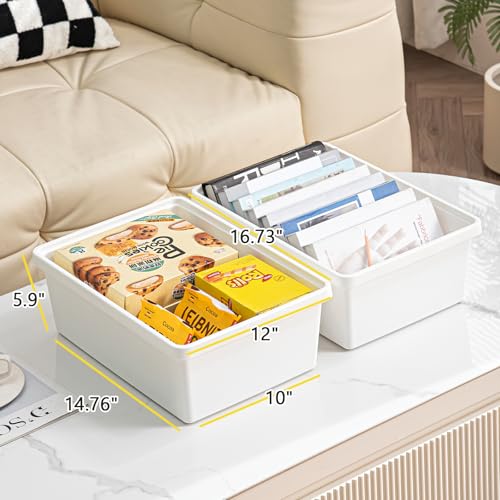 15 Quart high-end White multifunction storage box with lid，Stackable Plastic Boxes，with handle,Garage storage，home storage,Waterproof and moisture-proof.（white，2L） - size: 2L