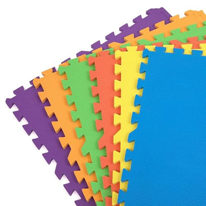 FlooringInc Baby Play Mat for Floor, Extra Large 2'x2' Foam Floor Tiles for Kids, Soft Interlocking Puzzle Mat, 1/2 Inch Thick, Non-Toxic EVA (Rainbow, 6 Tile Pack, 24 Sq Ft) - size: 6 Tile Pack