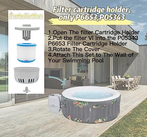 P6653 P05343 Hot Tub Filter Cartridge Holder Replacement, Fits Filter VI, Inflatable Spa Filter Housing Cover & Base Assembly, Compatible Replacement Parts, No Filter Included