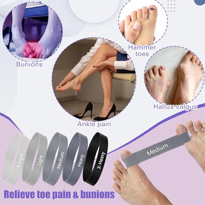 WinnerWhy 5 Pack Toe Exercise Bands Stretcher Separator Spacer,Grey - color: Grey