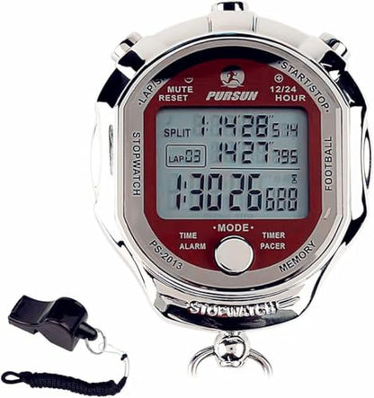 Stopwatch Timer, Digital Stop Watch with 0.01second & 0.001second Timing, Metal 10/100/400 Laps Memory, Rolilink Large dispaly Alarm Clock for Coach Sports Running Marathon - color: 100 Lap-metal