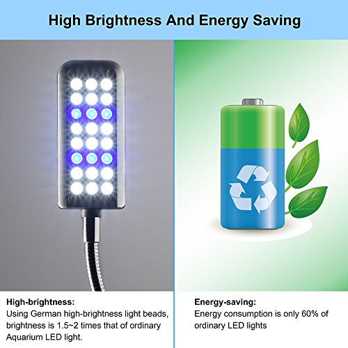 Aquarium Light Small LED Clip Light for Fish Tank, 1 Yr Warranty - size: 1.5W (Without Timer & Dimmer)