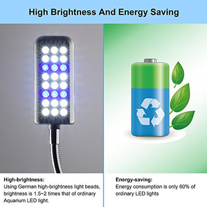 Aquarium Light Small LED Clip Light for Fish Tank, 1 Yr Warranty - size: 1.5W (Without Timer & Dimmer)