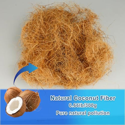 Long Coconut Husk Fiber Mulch Silk for Orchids Clean Coconut Shell Moss Covering 0.66 Pounds