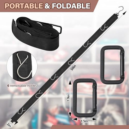 50 Inch Portable Hockey Gear Hanger Strap Vertical or Horizontal Drying Rack Hockey Equipment Drying Organizer Hockey Stuff Hanger Drying Rack with 2 Adjustable Hook Camping Outdoor
