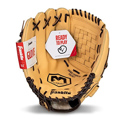 Franklin Sports Field Master Baseball Glove - color: Camel, style: 12.5" - Basket Web