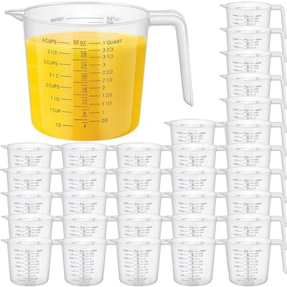 36 Pcs Plastic Measuring Cup Clear Measuring Mug with Spout and Handle Grip Capacity Clear Graduated Pitcher for Kitchen Flour Water Liquids(Black,32 oz, 4 Cups) - color: Black, size: 32 oz, 4 Cups