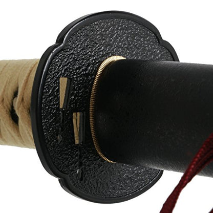 Katana Handmade Full Tang Sharp, Alloy Tsuba Japanese Samurai Sword High Carbon Steel 1060,T10 1095, 40-Inch - color: Shuang tan