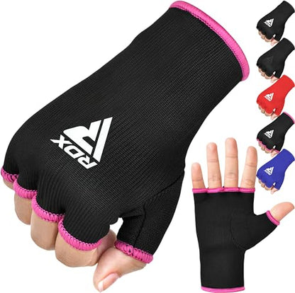 RDX Boxing Hand Wraps Inner Gloves Men Women, Half Finger Elasticated Bandages, Under Mitts Fist Protection, Muay Thai, Kickboxing, MMA, Martial Arts Speed Bag Punching Training - color: Pink White, size: Small