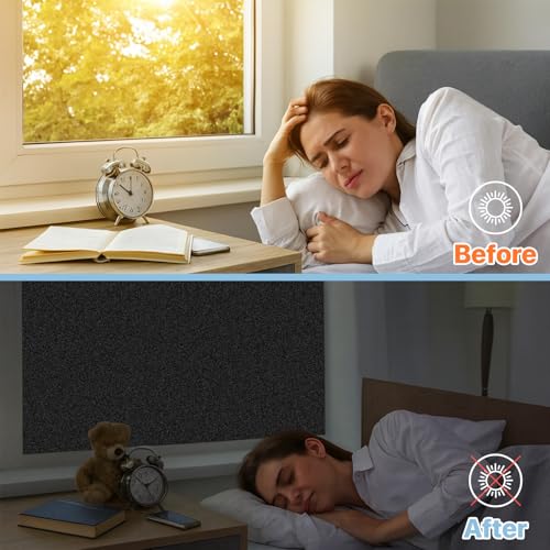 Blackout Window Film, Black Aquarium Background, Black Out Windows Cling Room Darkening Sun Blocking Removable Window Covers Tint for Home17.5 x 78.7 Inches - color: Black, size: 17.5"x 78.7"